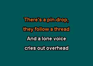 There's a pin-drop,

they follow athread
And a lone voice

cries out overhead