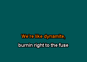 We're like dynamite,

burnin right to the fuse