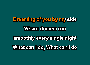 Dreaming ofyou by my side

Where dreams run

smoothly every single night
What can I do, What can I do