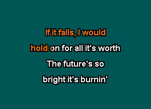 If it falls, I would
hold on for all it's worth

The future's so

bright it's burnin'