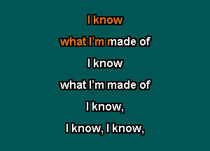 I know
what Pm made of
lknow
what I'm made of

I know,

I know, I know,