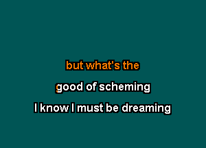 but what's the

good of scheming

lknowl must be dreaming