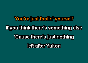Yowre just foolirf yourself

Ifyou think there s something else

Cause there's just nothing
left after Yukon