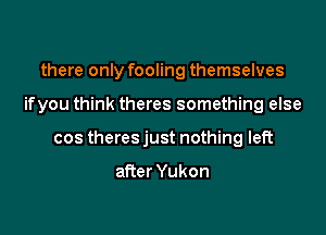 there only fooling themselves

ifyou think theres something else

cos theres just nothing left

after Yukon