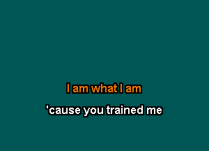I am what I am

'cause you trained me
