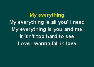 My everything
My everything is all you'll need
My everything is you and me

It isn't too hard to see
Love I wanna fall in love