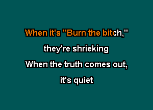 When it's Burn the bitch,

they're shrieking
When the truth comes out,

it's quiet