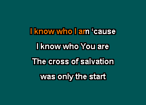 I know who I am cause
lknow who You are

The cross of salvation

was only the start