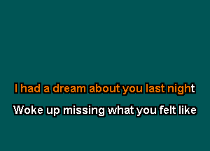 I had a dream about you last night

Woke up missing what you felt like