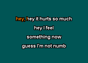 hey, hey it hurts so much
hey I feel

something now

guess I'm not numb