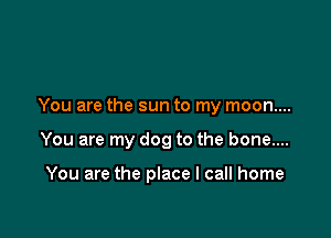 You are the sun to my moon....

You are my dog to the bone....

You are the place I call home