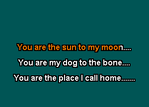 You are the sun to my moon....

You are my dog to the bone....

You are the place I call home .......