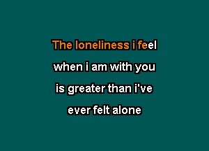 The loneliness ifeel

when i am with you

is greater than i've

ever felt alone