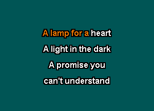 A lamp for a heart
A light in the dark

A promise you

can't understand