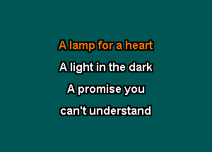 A lamp for a heart
A light in the dark

A promise you

can't understand