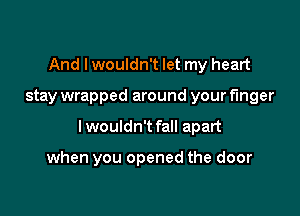 And lwouldn't let my heart

stay wrapped around your finger

lwouldn't fall apart

when you opened the door