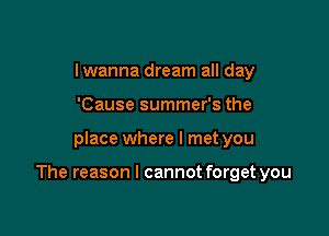 I wanna dream all day
'Cause summer's the

place where I met you

The reason I cannot forget you