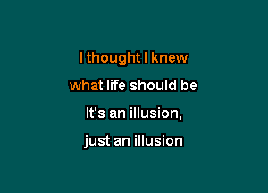 I thought I knew
what life should be

It's an illusion,

just an illusion