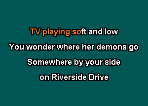 TV playing soft and low

You wonderwhere her demons go

Somewhere by your side

on Riverside Drive