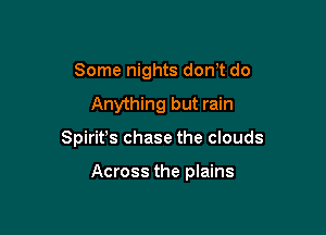 Some nights don't do
Anything but rain

Spirifs chase the clouds

Across the plains