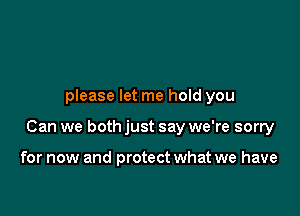 please let me hold you

Can we both just say we're sorry

for now and protect what we have
