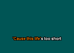'Cause this life's too short
