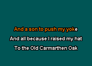 And a son to push my yoke

And all because I raised my hat
To the Old Carmarthen Oak