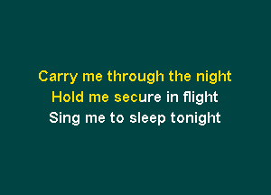 Carry me through the night

Hold me secure in flight
Sing me to sleep tonight