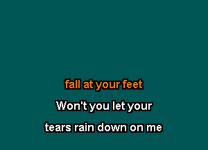 fall at your feet

Won't you let your

tears rain down on me