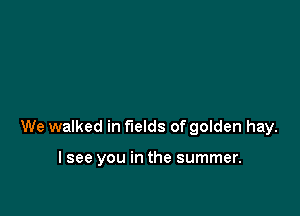 We walked in fields of golden hay.

I see you in the summer.