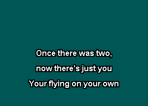 Once there was two,

now there'sjust you

Your flying on your own