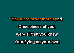 You were never more apart
Once pieces ofyou,

were all that you knew

Your flying on your own