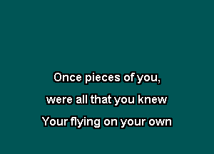 Once pieces ofyou,

were all that you knew

Your flying on your own