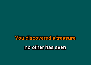 You discovered a treasure

no other has seen