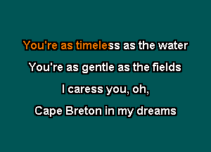 You're as timeless as the water
You're as gentle as the fields

I caress you, oh,

Cape Breton in my dreams