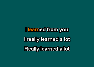 llearned from you

I really learned a lot

Really learned a lot