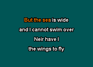 But the sea is wide
and I cannot swim over

Neir have I

the wings to fly