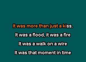 It was more than just a kiss.

It was a flood, it was a fire
It was a walk on a wire

It was that moment in time