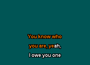 You know who

you are, yeah,

I owe you one