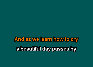 And as we learn how to cry

a beautiful day passes by