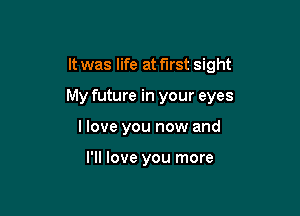 It was life at first sight

My future in your eyes

I love you now and

I'll love you more