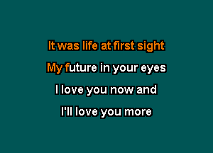 It was life at first sight

My future in your eyes

I love you now and

I'll love you more