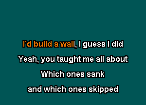 I'd build a wall, I guess I did
Yeah, you taught me all about

Which ones sank

and which ones skipped