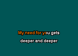 My need for you gets

deeper and deeper