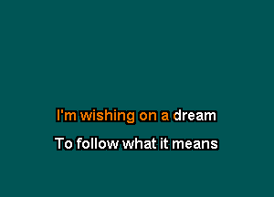 I'm wishing on a dream

To follow what it means