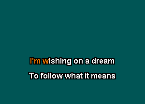 I'm wishing on a dream

To follow what it means