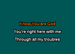 Know You are God

You're right here with me

Through all my troubles