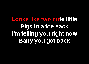 Looks like two cute little
Pigs in a toe sack

I'm telling you right now
Baby you got back