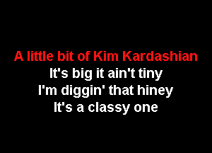 A little bit of Kim Kardashian
It's big it ain't tiny

I'm diggin' that hiney
It's a classy one