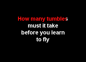 How many tumbles
must it take

before you learn
to fly